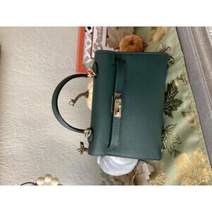 Dark Green Women's Mini Satchel Bag with Gold Hardware